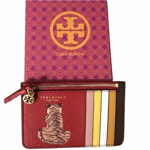 TORY BURCH RARE TIGER ZIP CARD CASE CARD HOLDER